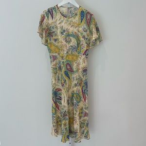ETRO YELLOW MULTI PAISLEY FLORAL DRESS SIZE IT 44 / US 10 NWOTS!